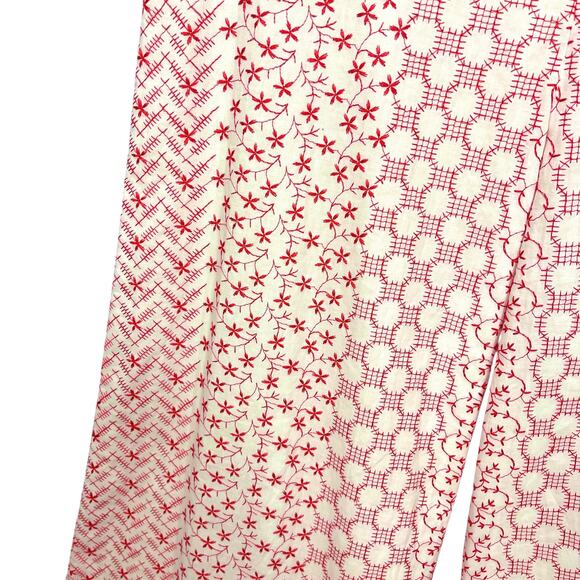 NWT ALEXIS Women's JUMPSUIT Spaghetti Strap EMBROIDERED White Red Size MEDIUM - Picture 7 of 9